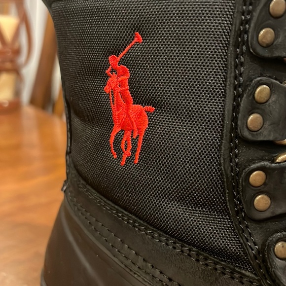 Polo Ralph Lauren Crestwick winter duck boots new black red Mens Size 8 - Picture 8 of 14